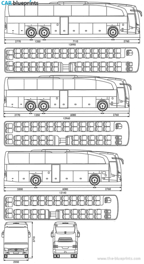 2007 Mercedes-Benz Travego Bus blueprint