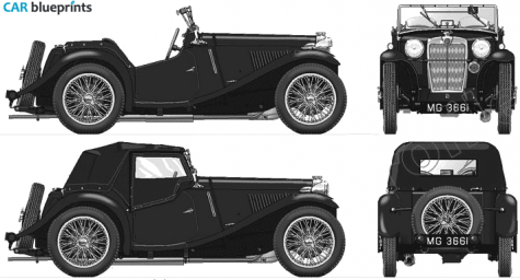 1934 MG Midget P-Type Roadster blueprint