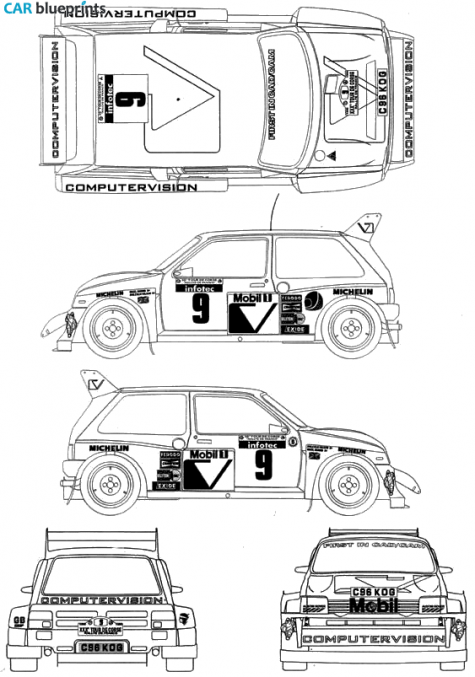 1984 MG Metro 6R4 Group B Hatchback blueprint