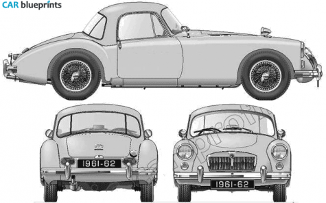 1962 MG MGA Mk II 1600 Coupe blueprint