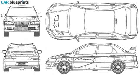 1991 Mitsubishi Lancer Evo VII Sedan blueprint