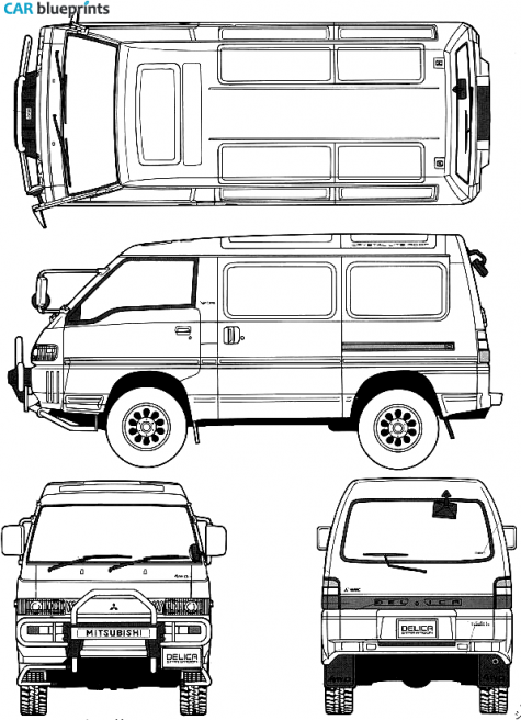 1992 Mitsubishi Delica Star Wagon III 4WD Super Exceed Bus blueprint