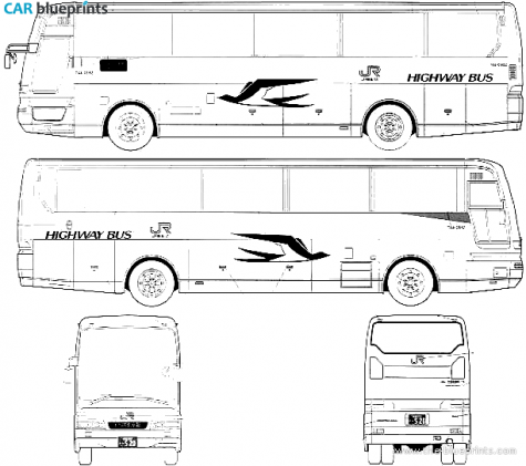 Mitsubishi Aero Queen Highway Bus blueprint