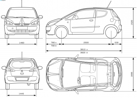 2007 Mitsubishi Colt 3-door Hatchback blueprint