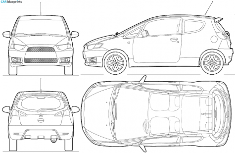 2010 Mitsubishi Colt 3-door Hatchback blueprint