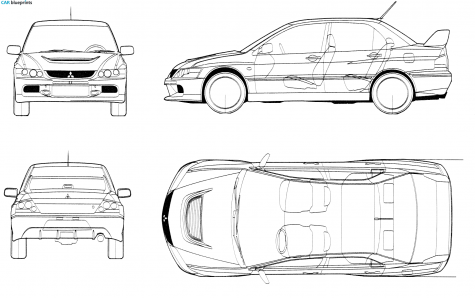 2005 Mitsubishi Lancer Evo IX Sedan blueprint