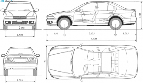 1996 Mitsubishi Galant VIII Sedan blueprint