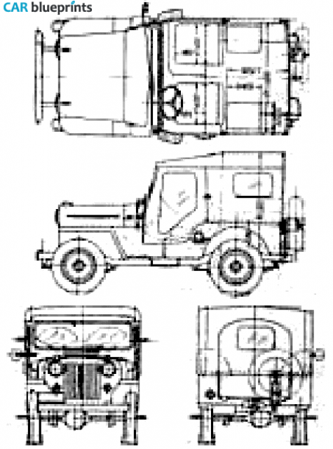 1953 Mitsubishi Jeep CJ3B J3 JH4 76ps SUV blueprint