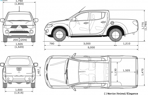 2008 Mitsubishi L200 Double Cab Pick-up blueprint