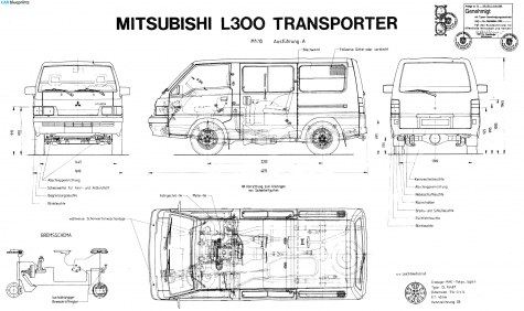 1989 Mitsubishi L300 Bus blueprint