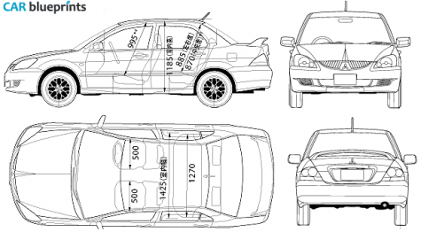 2005 Mitsubishi Lancer Sedan blueprint