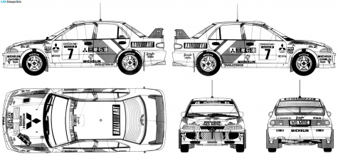 2000 Mitsubishi Lancer Evo III WRC Sedan blueprint