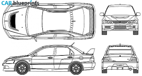 2005 Mitsubishi Lancer Evolution IX GT Sedan blueprint