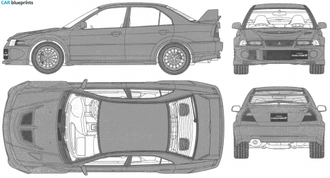 2000 Mitsubishi Lancer Evo VI Sedan blueprint