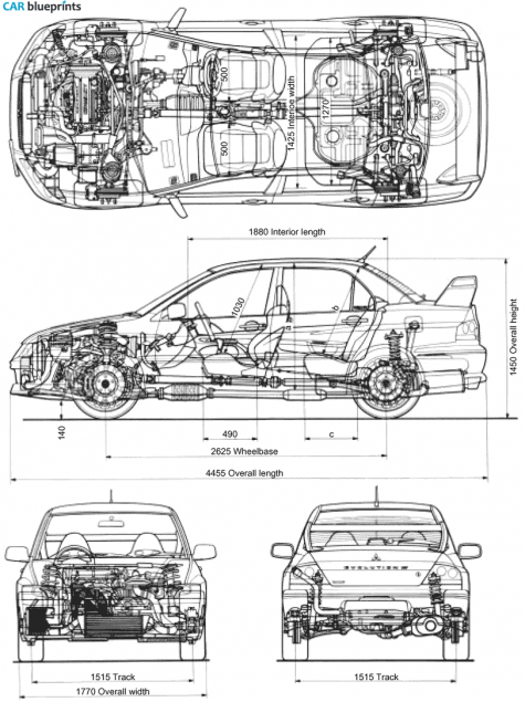 2001 Mitsubishi Lancer Evo VII Sedan blueprint