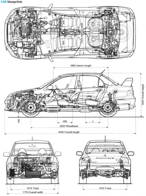 2004 Mitsubishi Lancer Evo VII Sedan blueprint