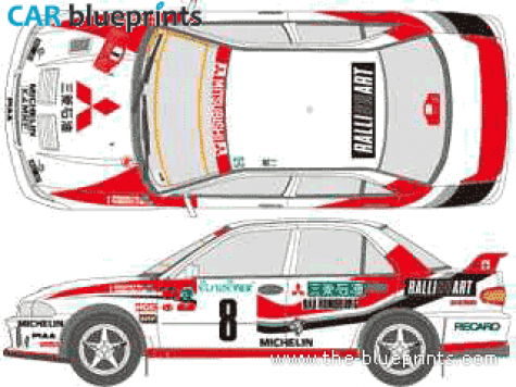 1993 Mitsubishi Lancer Evo WRC Sedan blueprint