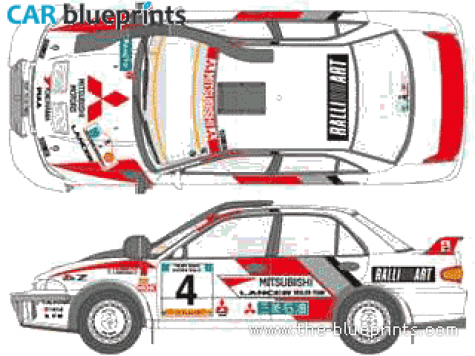 1994 Mitsubishi Lancer Evo WRC Sedan blueprint