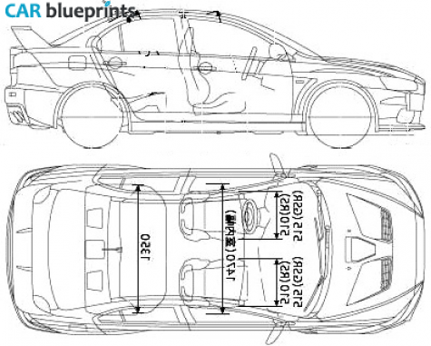 2008 Mitsubishi Lancer Evolution X Sedan blueprint