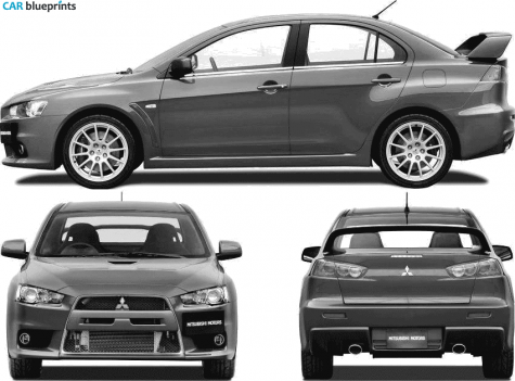 2007 Mitsubishi Lancer Evolution X Sedan blueprint