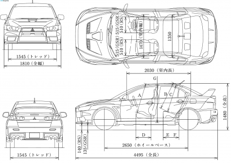 2007 Mitsubishi Lancer Evolution X Sedan blueprint