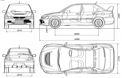 2007 Mitsubishi Lancer Evolution IX Sedan blueprint