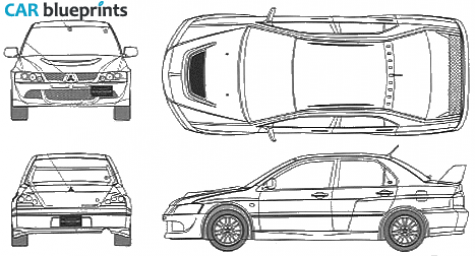 2004 Mitsubishi Lancer Evolution VIII MR Sedan blueprint