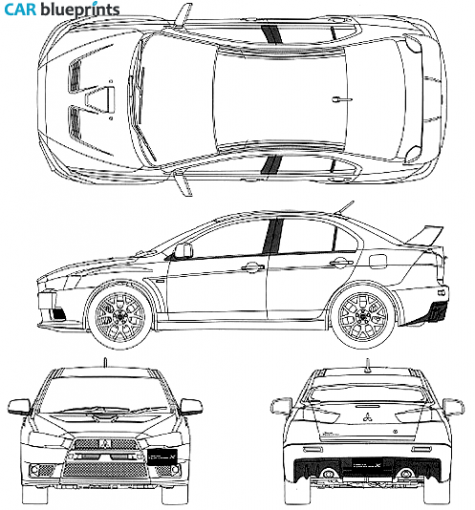 2008 Mitsubishi Lancer Evolution X Sedan blueprint