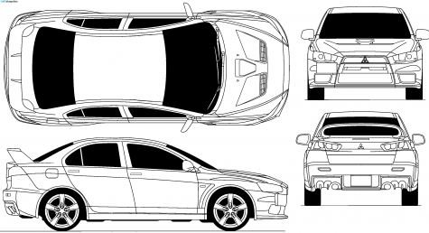 2009 Mitsubishi Lancer Evolution X Sedan blueprint