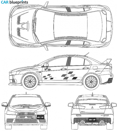 2009 Mitsubishi Lancer Evolution X Rally Art Sedan blueprint