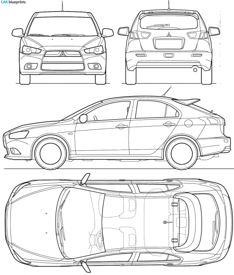 2008 Mitsubishi Lancer VIII Sportback Hatchback blueprint