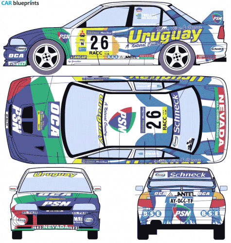 1998 Mitsubishi Lancer  WRC Sedan blueprint