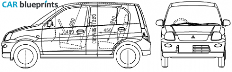 2005 Mitsubishi Minica Hatchback blueprint