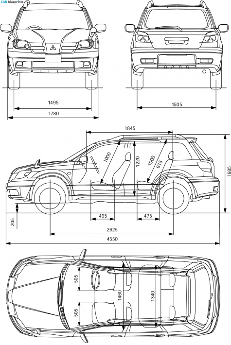 2004 Mitsubishi Outlander SUV blueprint