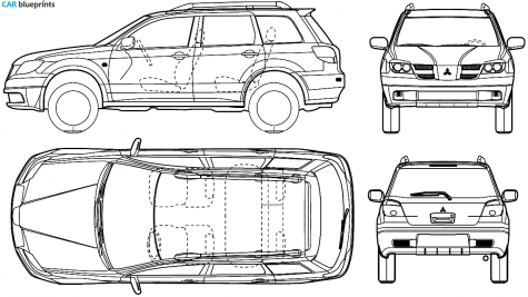 2005 Mitsubishi Outlander SUV blueprint