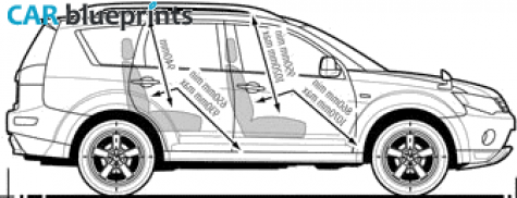 2007 Mitsubishi Outlander SUV blueprint