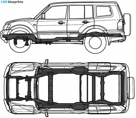 2007 Mitsubishi Pajero IV SUV blueprint