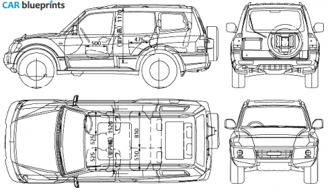 2005 Mitsubishi Pajero LWB SUV blueprint