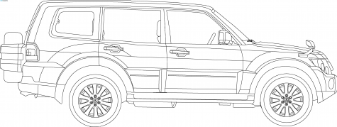 2007 Mitsubishi Pajero LWB SUV blueprint