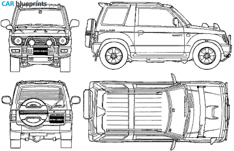 1994 Mitsubishi Pajero Mini SUV blueprint