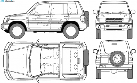 2005 Mitsubishi Pajero Pinin SUV blueprint