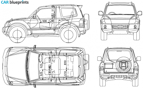 2005 Mitsubishi Pajero SWB SUV blueprint