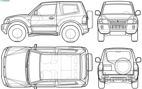 2005 Mitsubishi Pajero SWB SUV blueprint