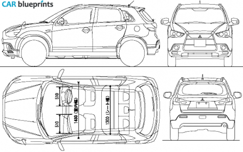 2010 Mitsubishi RVR SUV blueprint