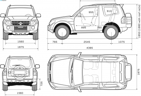 2008 Mitsubishi Shogun/Pajero IV 3-door SWB SUV blueprint