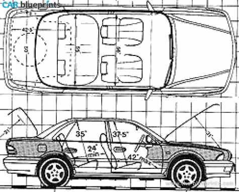 1991 Mitsubishi Sigma V6 Sedan blueprint