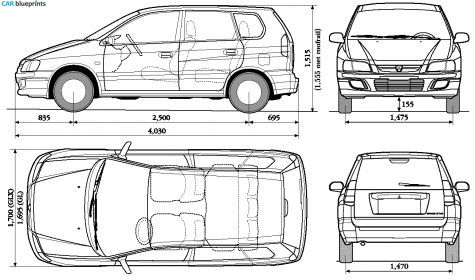 1998 Mitsubishi Spacesatr Minivan blueprint