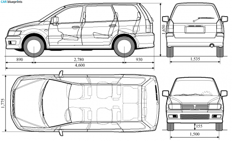 Mitsubishi Spacestar GLX Minivan blueprint