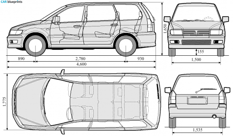 Mitsubishi Spacestar GLX 7 Minivan blueprint