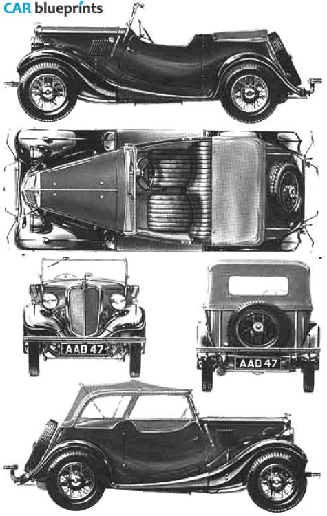 1935 Morris Eight Series 1 Tourer Cabriolet blueprint